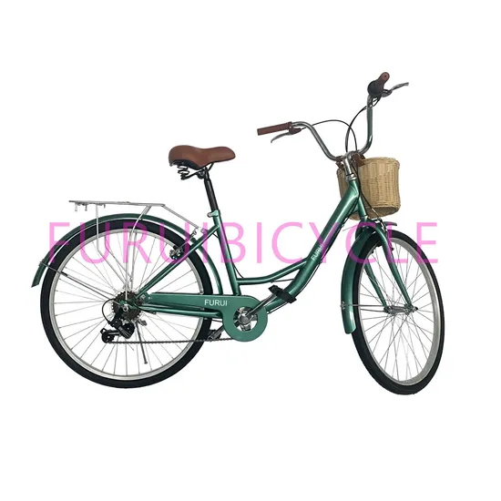 26 Inch Female City Bike 7 Speed Brand System Steel Frame V Brake Ergonomic Women′s Commuter Bicycle 